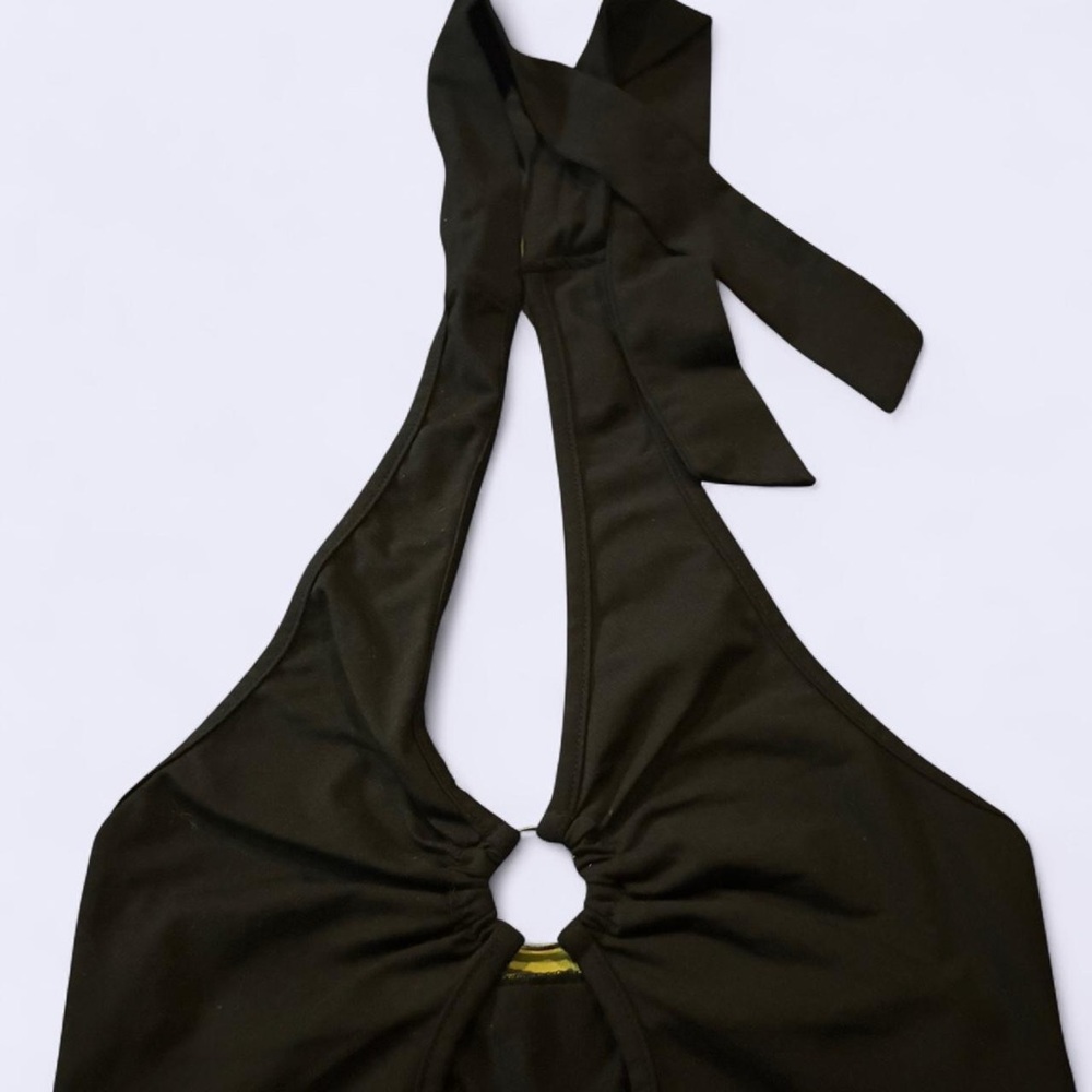 SHEIN Black cutout halter top tie back